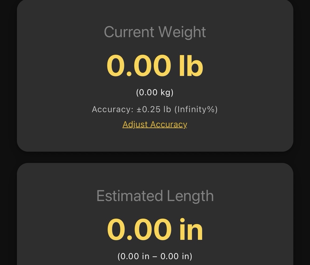 Capture weight workflow screen