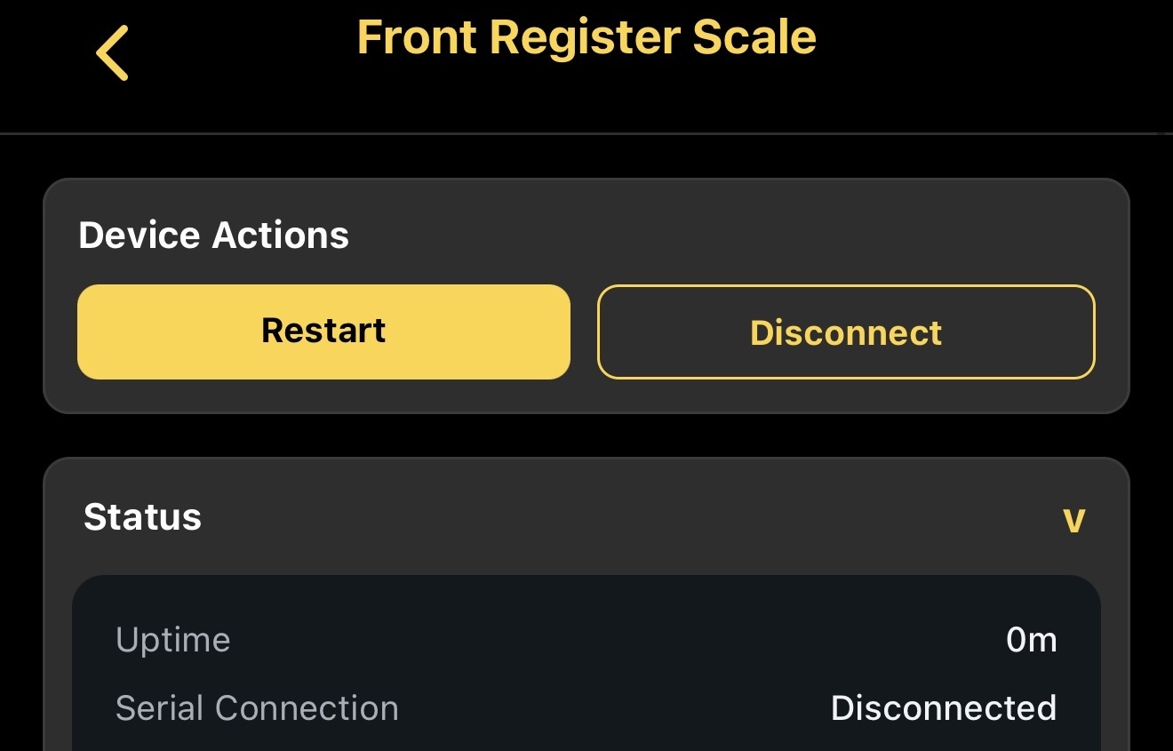 Connected device and scale integration screen